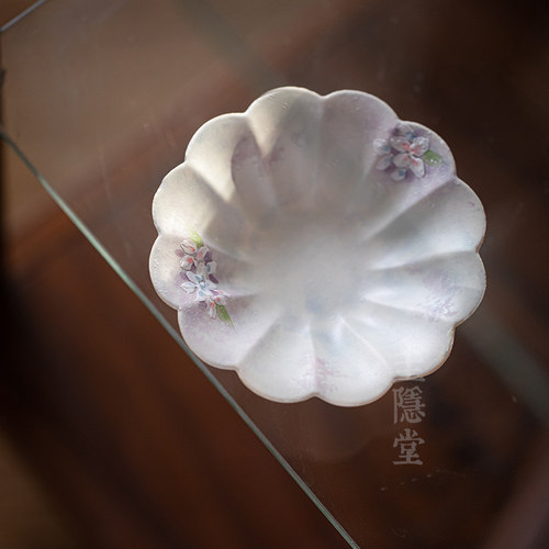 圭隐堂手绘绣球花堆雕陶瓷杯垫家用防烫隔热茶杯垫杯托茶道零配件