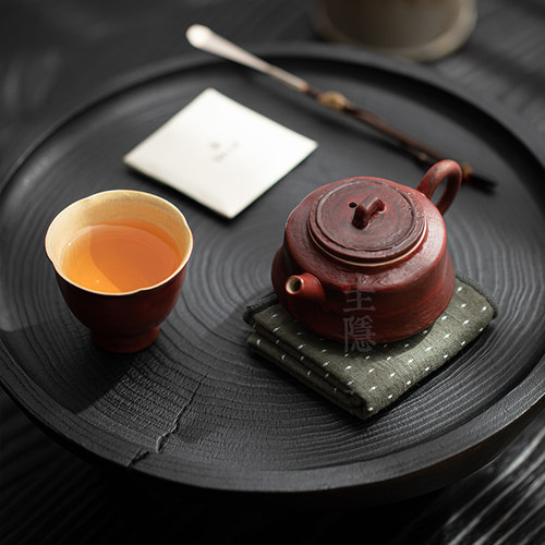 圭隐堂山楂红粉引侘寂风泡茶壶