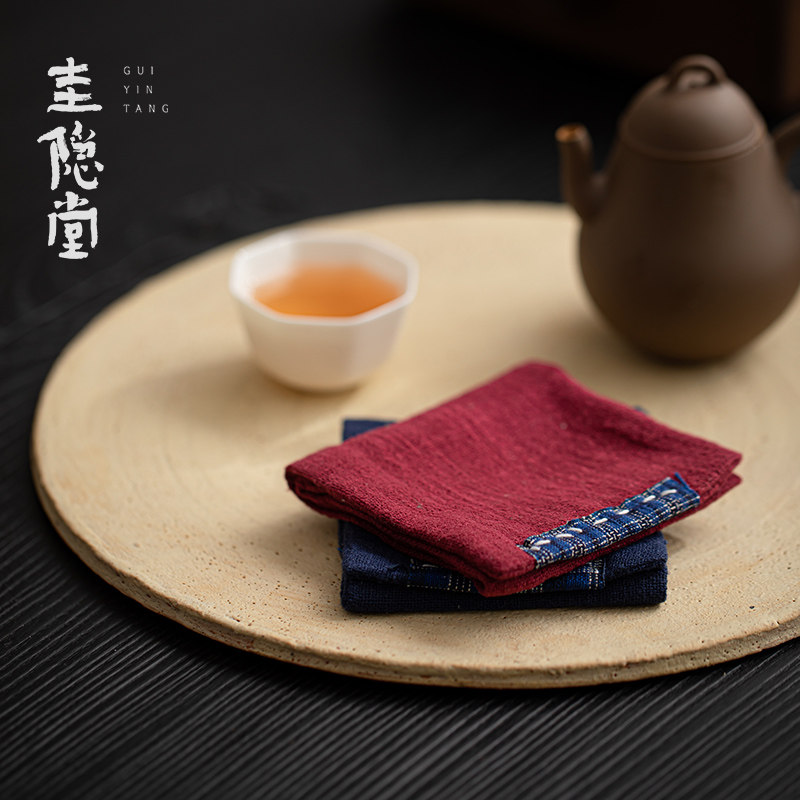 圭隐堂中式国风手缝布艺纯棉茶巾防烫隔热垫茶杯垫茶壶养壶巾布垫