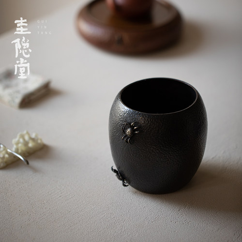 圭隐堂手工纯铜建水洗水高档家用茶废水盂茶渣缸茶洗杯洗花器摆件