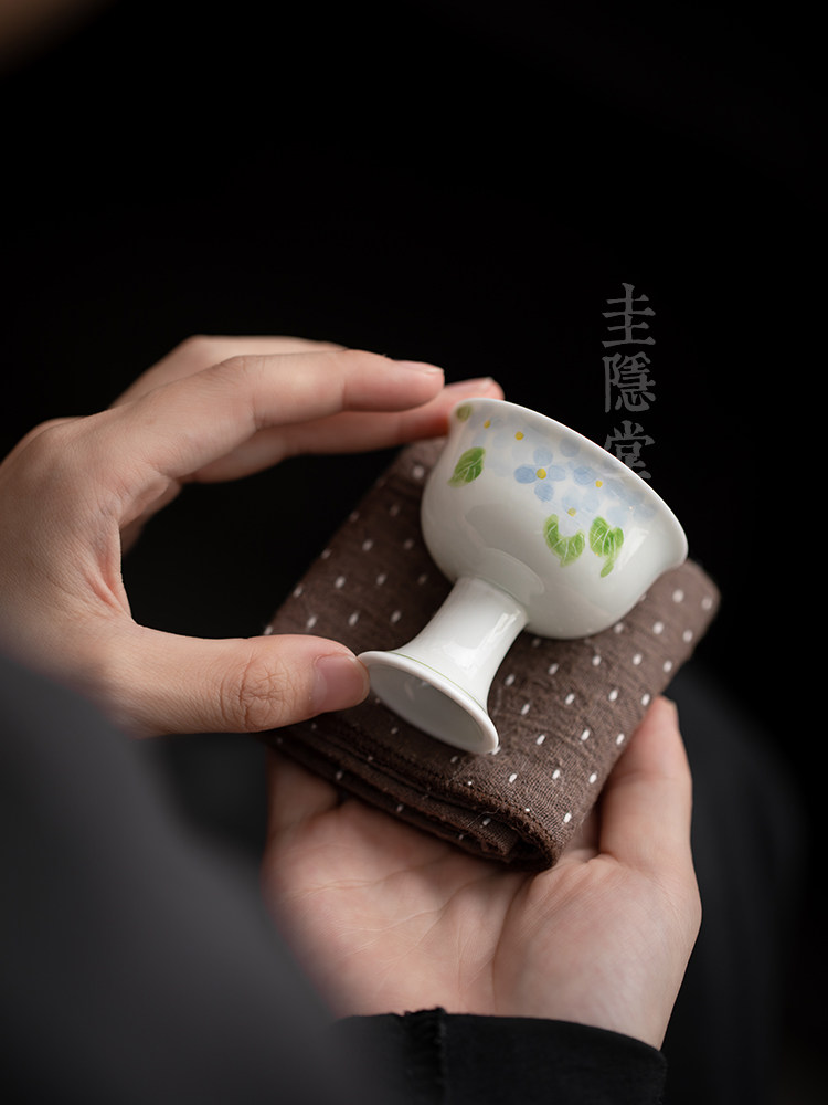手绘绣球陶瓷功夫茶杯女士专用喝茶杯单杯家用主人杯品茗杯,餐饮具,茶杯,淘宝优惠券,粉丝福利购,淘宝优惠卷