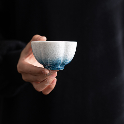 圭隐堂结晶釉窑变陶瓷花瓣茶杯中式国风家用主人杯品茗杯闻香单杯