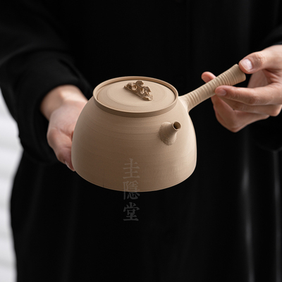 圭隐堂罐罐围炉煮茶壶纯手工白泥砂玉书煨薄胎卡盖侧把烧水壶