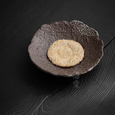 圭隐堂手工鎏银粗陶茶盘壶承老岩泥中式覆古家用茶壶茶托 托盘干