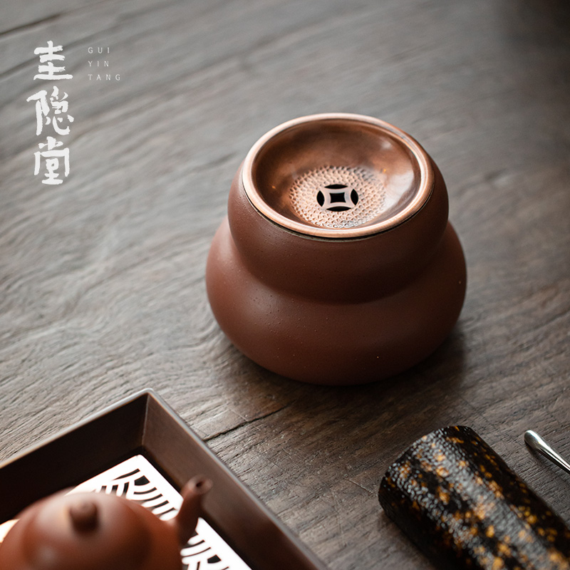 圭隐堂手工葫芦粗陶建水洗水家用复古茶渣缸茶废水盂茶洗杯洗茶盂
