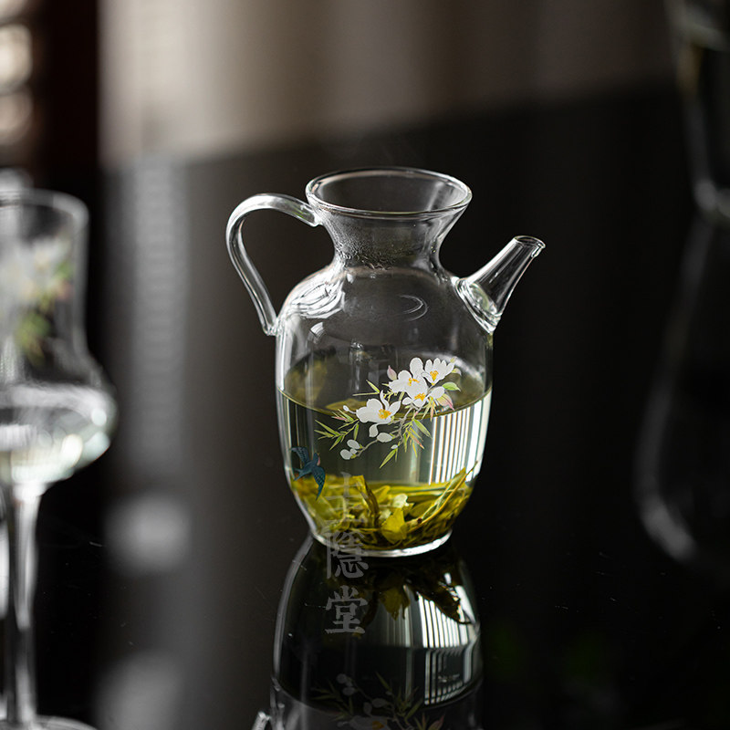 圭隐堂手工贴花仿宋茶壶耐热玻璃加厚家用泡绿茶壶手执单壶花茶壶,餐饮具,茶壶,淘宝优惠券,粉丝福利购,淘宝优惠卷
