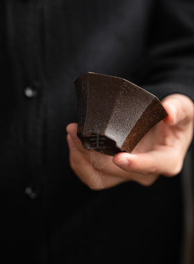 圭隐堂粗陶窑变功夫茶杯复古侘寂家用主人杯品茗杯个人单杯闻香杯