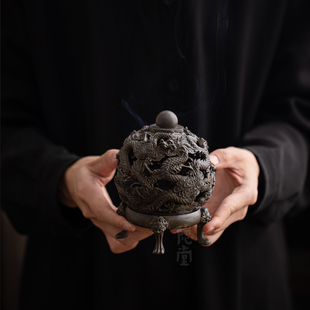 圭隐堂手工古锡九转乾坤香薰炉新中式禅意家用檀香盘香炉茶道摆件