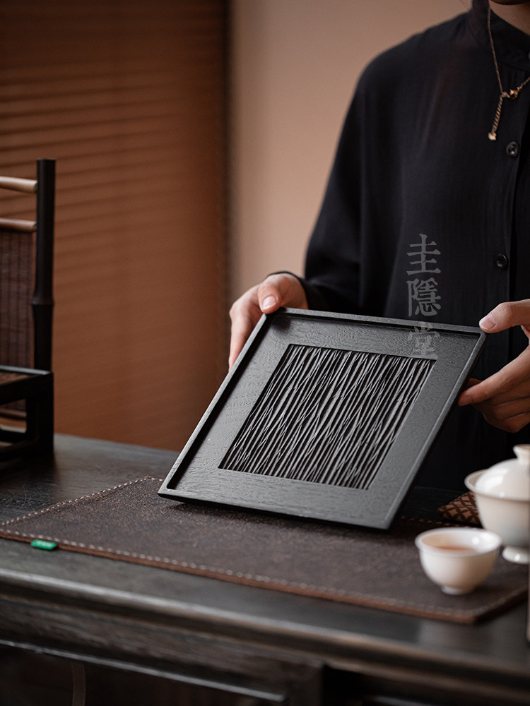 圭隐堂樱桃木茶盘壶承手工实木家用覆古干泡台盖碗茶壶茶托盘茶台