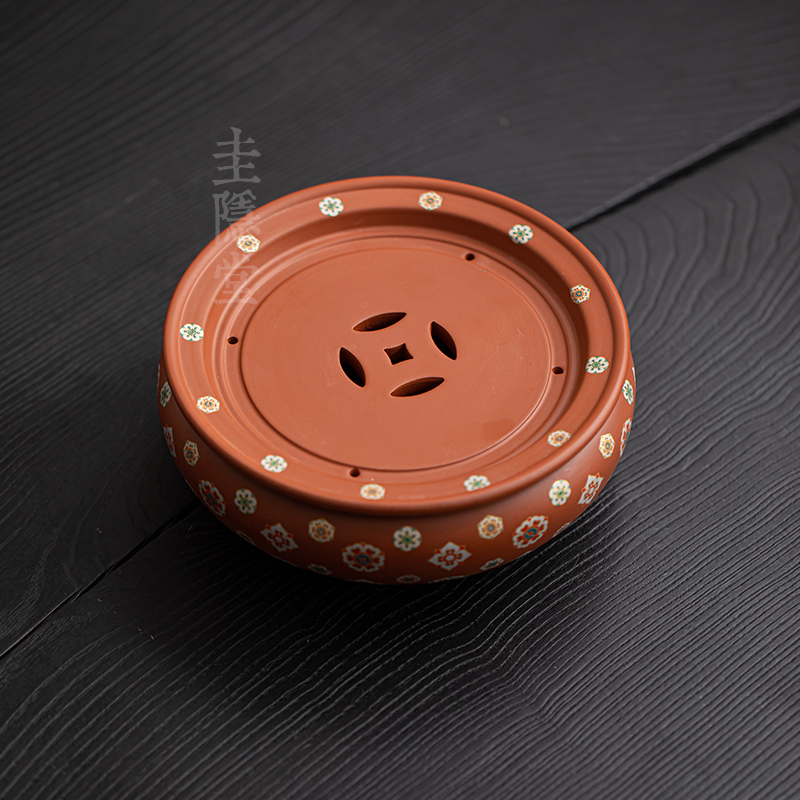 圭隐堂宝相花紫砂茶盘壶承家用复古储水干泡盘茶壶盖碗茶托盘茶台