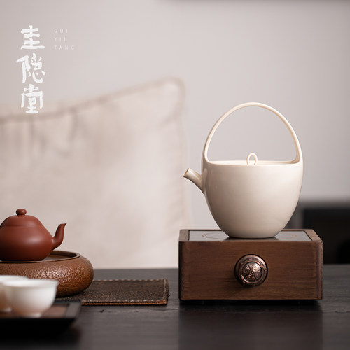 圭隐堂苏打釉开片陶瓷提梁壶新中式简约泡茶壶烧水壶电陶炉煮茶壶