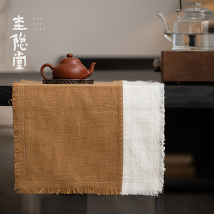 国风手工复古隔热垫茶席 圭隐堂拼色双层棉麻布艺桌布垫餐桌垫中式