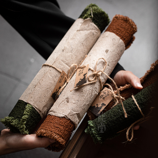 圭隐堂纯手工柿染茶席老布艺植物桌旗茶旗家用纯棉复古侘寂干泡席