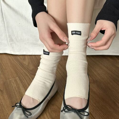 三觉人女夏薄款显瘦中筒堆堆袜