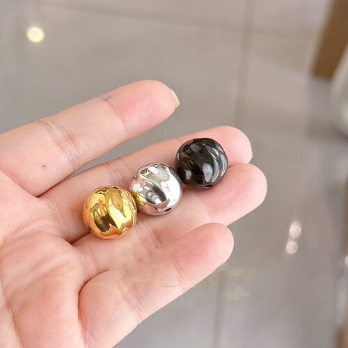 【钛钢精雕】精工真空镀真金波浪纹实心大隔珠高档配水晶手链diy