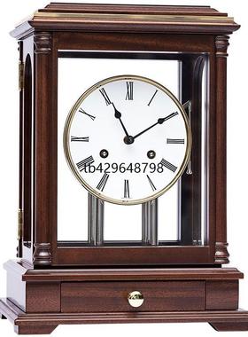 汉时客厅实木座钟钟表方形座钟中堂桌面机械复古赫姆勒台钟HD228