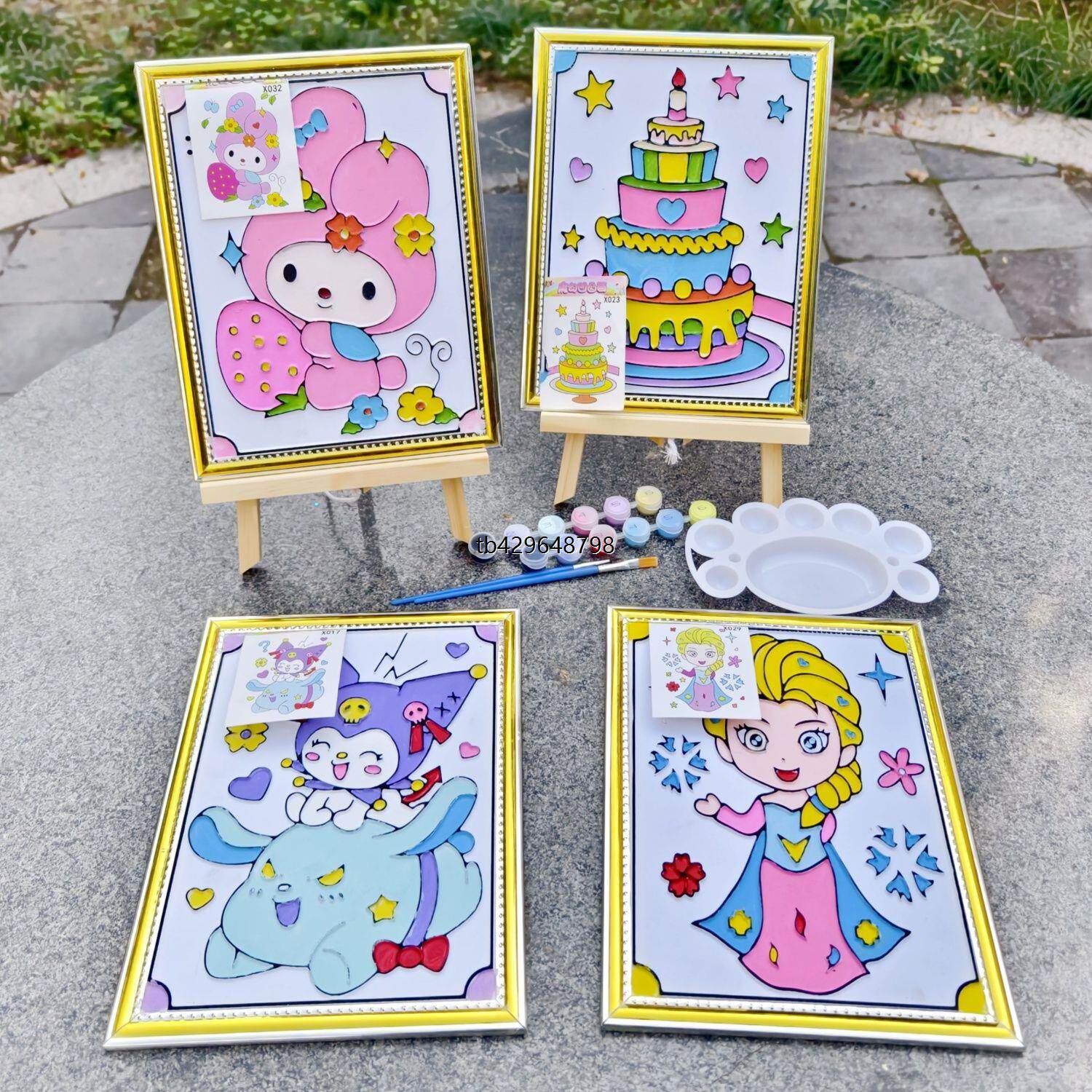 凹凸画板水彩涂鸦填色丙烯油画颜料广场公园儿童水粉画彩绘画diy