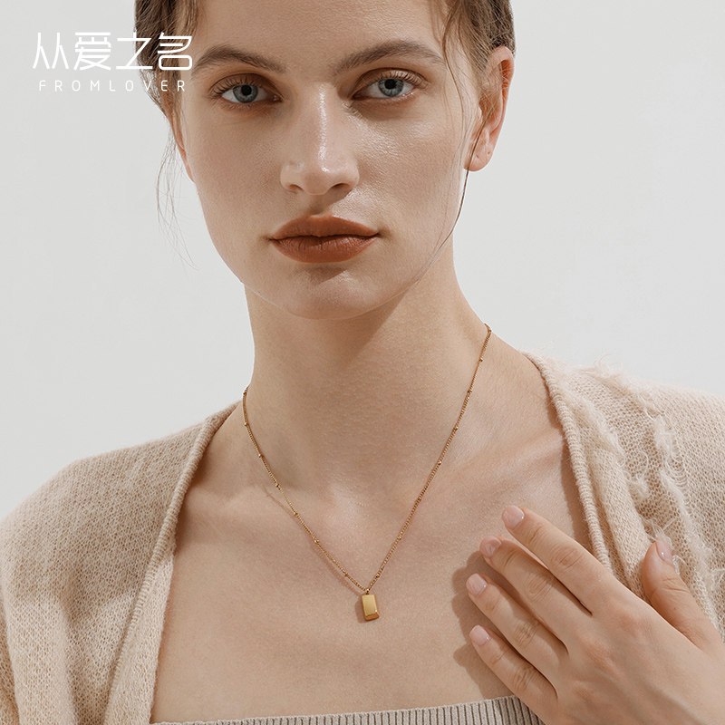 从爱之名s925纯银小金条项链女2025年新款小众简约高级感锁骨链,饰品/流行首饰/时尚饰品新,项链,淘宝优惠券,粉丝福利购,淘宝优惠卷