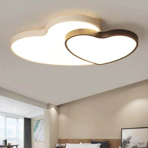 厂家led卧室吸顶灯 简约现代浪漫温馨家用黑白双心房间书房灯