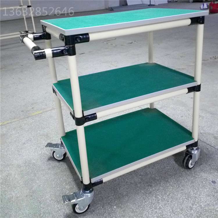 精益管防静电周转车双层物料车线棒工具车移动手推车老化架测试架