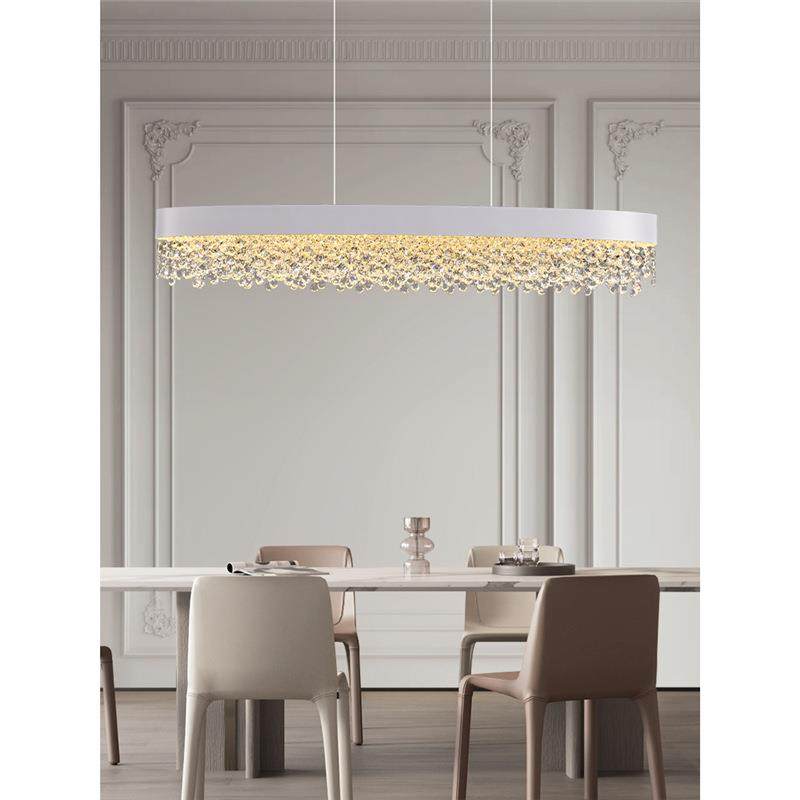 法式轻奢水晶吊灯餐厅灯设计师高级感岛台灯高端巴台长条一字灯