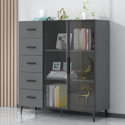 8V五斗柜玻璃门简约现代抽屉式收纳柜卧室柜子储物柜轻奢五斗橱斗