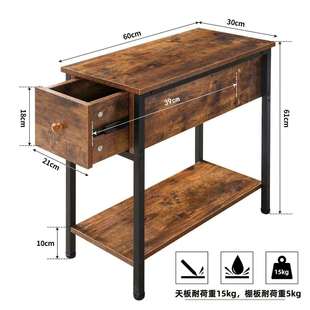 复古风格 沙发边桌卧室边桌客厅收纳桌方形带抽屉边桌客厅卧室边桌