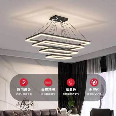 别墅复式楼中空跃层大吊灯挑空现代简约楼中楼loft公寓方形客厅灯