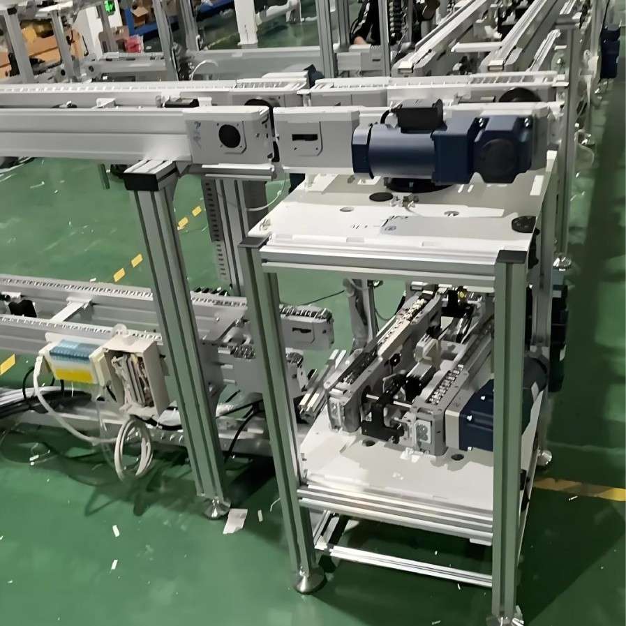 存储胶筐输送阻挡定位机构单倍速线双道链条流水线设备电机输送带