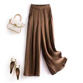 夏季 纯色松紧腰显瘦文艺复古天丝九分女裤 清凉大码 休闲宽松阔腿裤