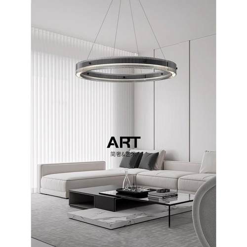 意式极简客厅主灯现代简约圆环别墅餐厅吊灯创意个性书房卧室灯具