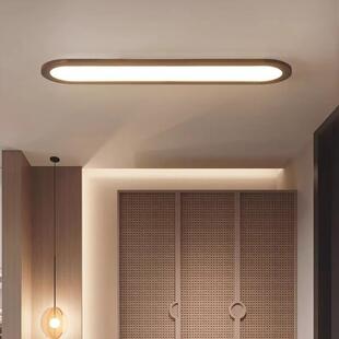 全光谱护眼玄关阳台衣帽间灯复古吸顶灯新中式胡桃木走廊过道长条