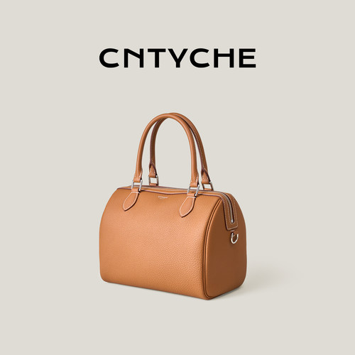 CNTYCHE/堤喀2025新款中号波士顿包进口TOGO皮头层牛皮手提单肩包
