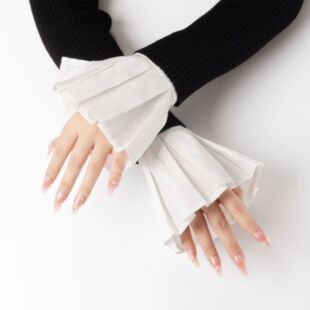 新款双排纽扣白色花边气质立体手袖装饰百搭假袖口跨境热销袖套