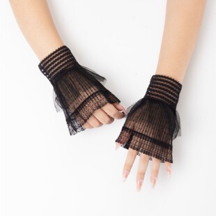 气质小香风百褶网纱蕾丝袖套女批发韩版日系装饰袖口替换假袖子