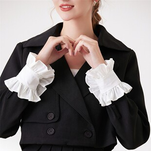跨境法式新款荷叶边设计感袖套气质花边立体装饰袖口美甲配饰手袖