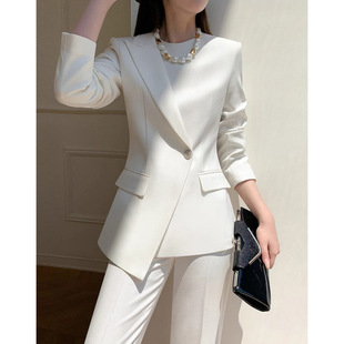 2026春秋夏职业正装新款休闲阔腿裤西服高端白色西装套装女高级感