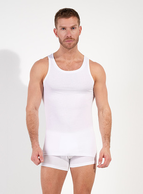 法国HOM男士工字背心无袖T恤纯棉运动健身修身紧身内搭打底衫夏