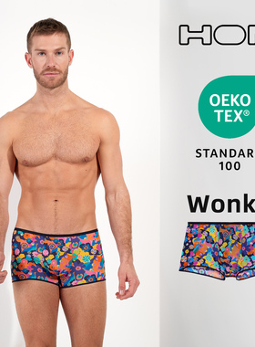 HOM男款平角裤无痕柔软高弹超轻不卡裆舒适时尚印花短四角内裤