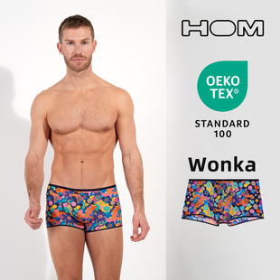 HOM男款平角裤无痕柔软高弹超轻不卡裆舒适时尚印花短四角内裤