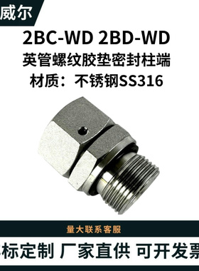 2BC不锈钢316 2BD液压接头永华公制直通接头24度锥卡套式过渡接头
