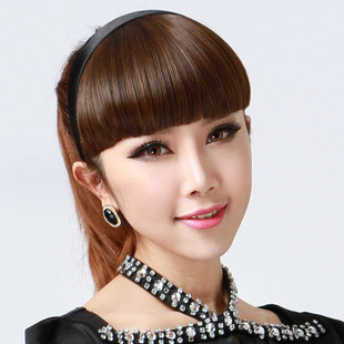 现货速发假发刘海齐斜发片头顶带发箍贴自然轻薄假头帘真发