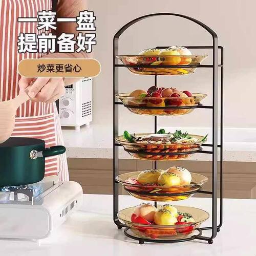 厨房备菜置物架可折叠多功能台面碗碟收纳壁挂放菜微波炉清洁器