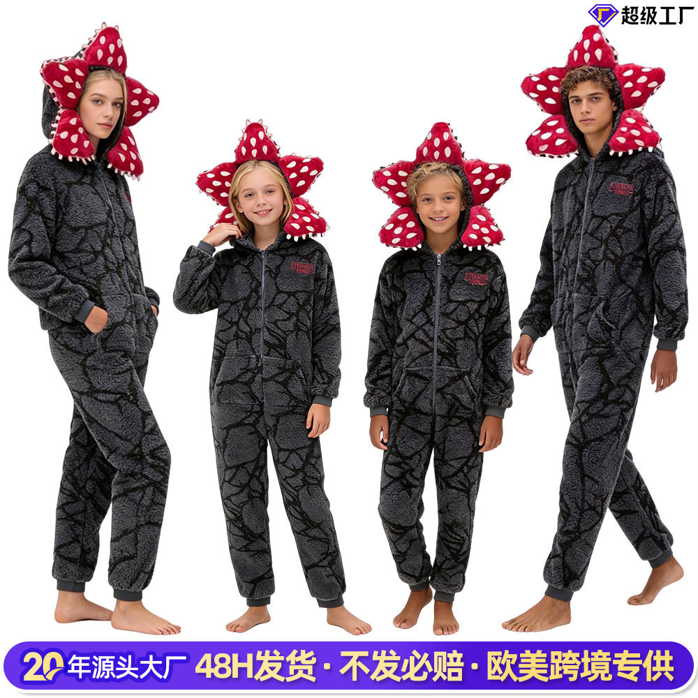 怪奇物语食人花睡衣法兰连帽服装万圣节cosplay男装怪奇物语睡衣