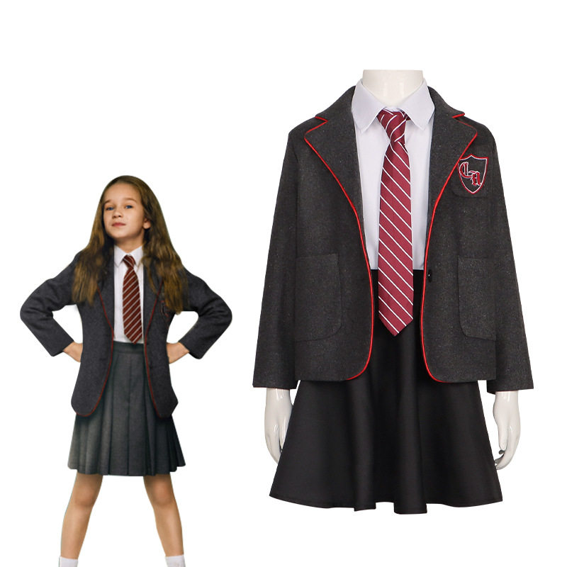 玛蒂尔达cos服灰色校服 成人儿童码cosplay服欧美万圣节影视制服