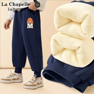 加厚儿童冬装 藏青色棉裤 子秋冬一体绒2025新款 拉夏贝尔男童加绒裤