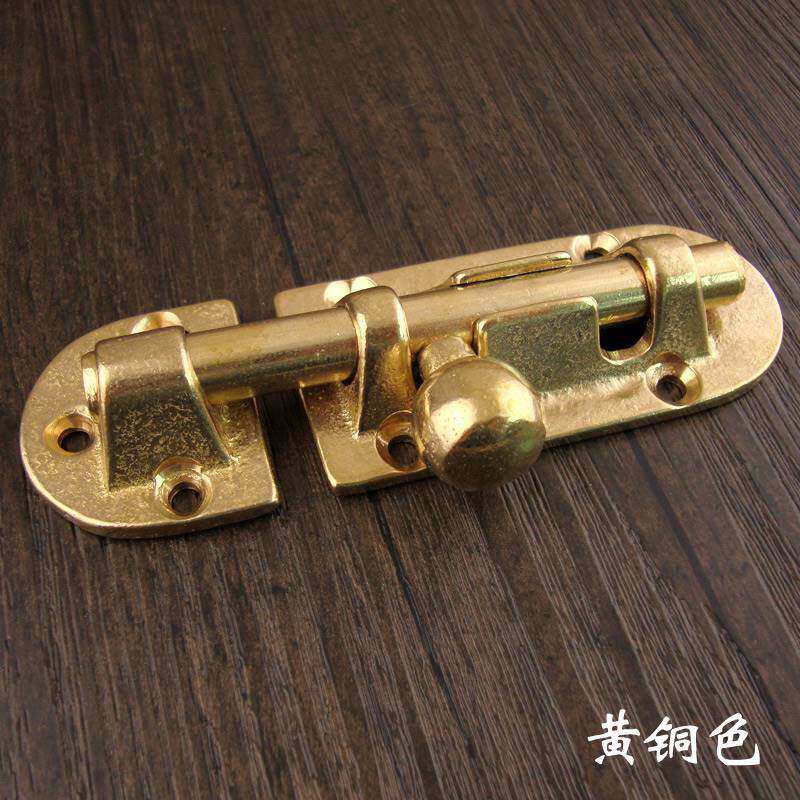 中式仿古纯铜插销五金铜配件地插木门明插销门扣门栓复古窗户插i.