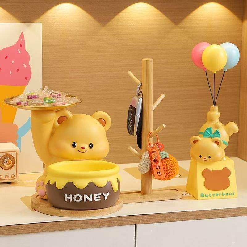 可爱黄油小熊入户门钥匙收纳玄关摆件客厅家居鞋柜新房新家装饰品,家居饰品,装饰摆件,淘宝优惠券,粉丝福利购,淘宝优惠卷