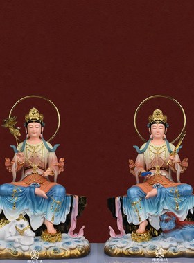 速发文殊菩萨普贤菩萨家用供奉脂殊普贤神树文古彩华严三圣文殊像