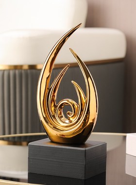 速发茶台办公电脑卧桌面轻奢高端摆镀书室客厅电视柜抽象电件软装